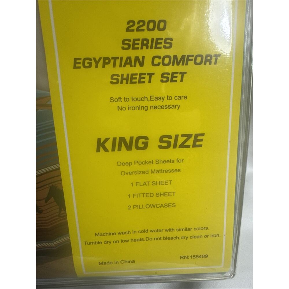 Horse Themed Western King Size Sheet Set Texas Star Egyptian Comfort NIP NEW - Picture 3 of 9